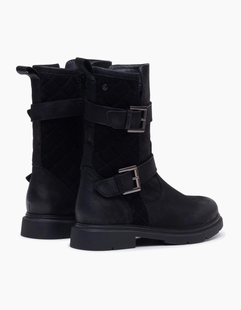 Hush Puppies Celine Buckle Leather Women's BLACK Boots