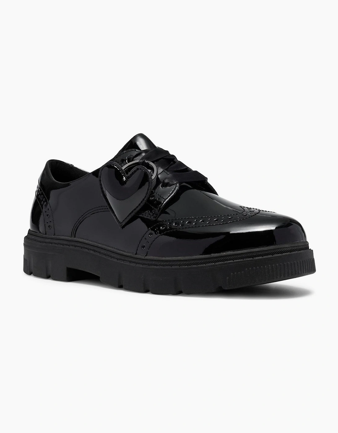 Clarks Girls Black  Lorcam Lace Y Senior School Shoes - Size 4.5 (Older)/F (Standard) Kids