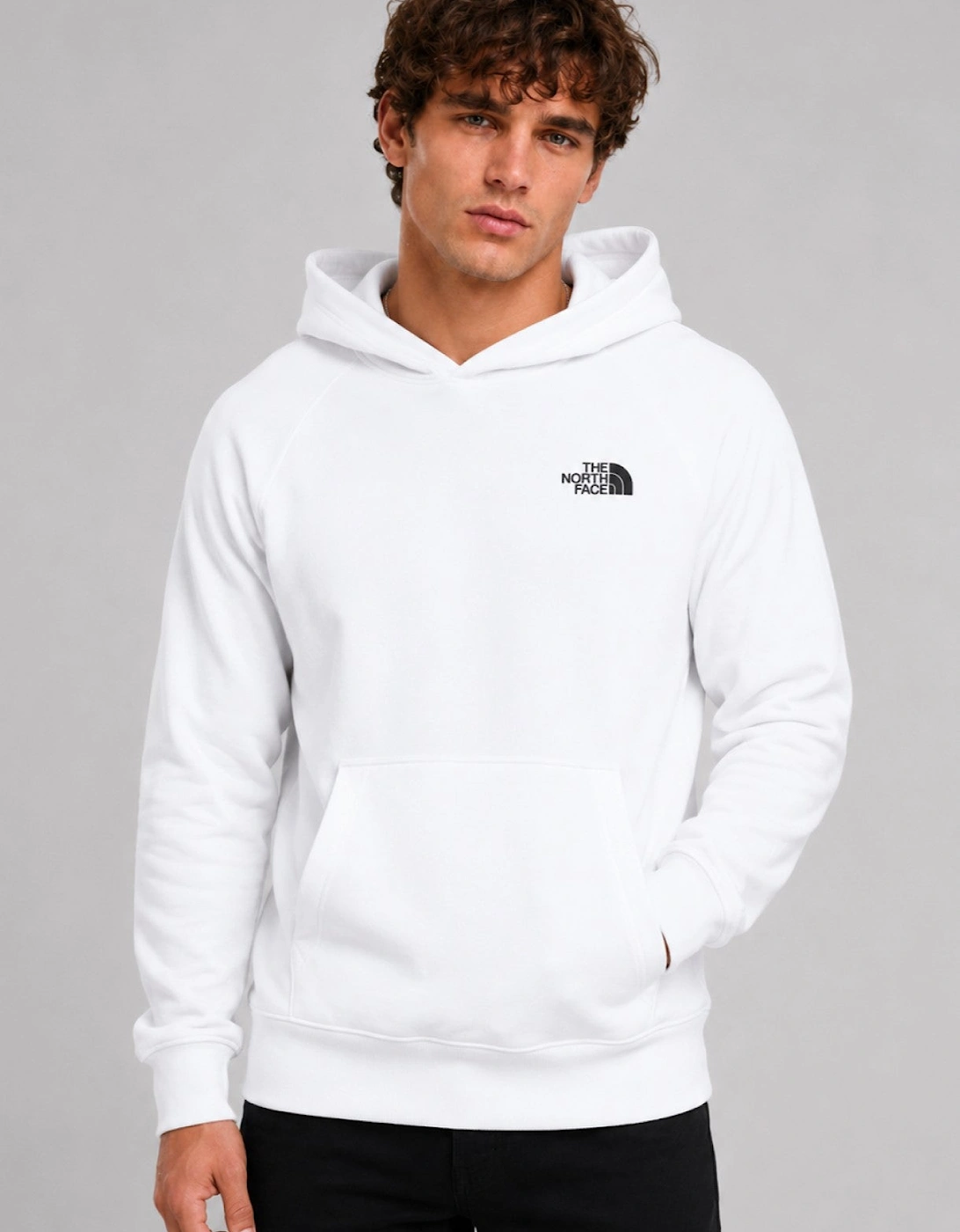 The North Face Raglan Red Box Hoodie in White