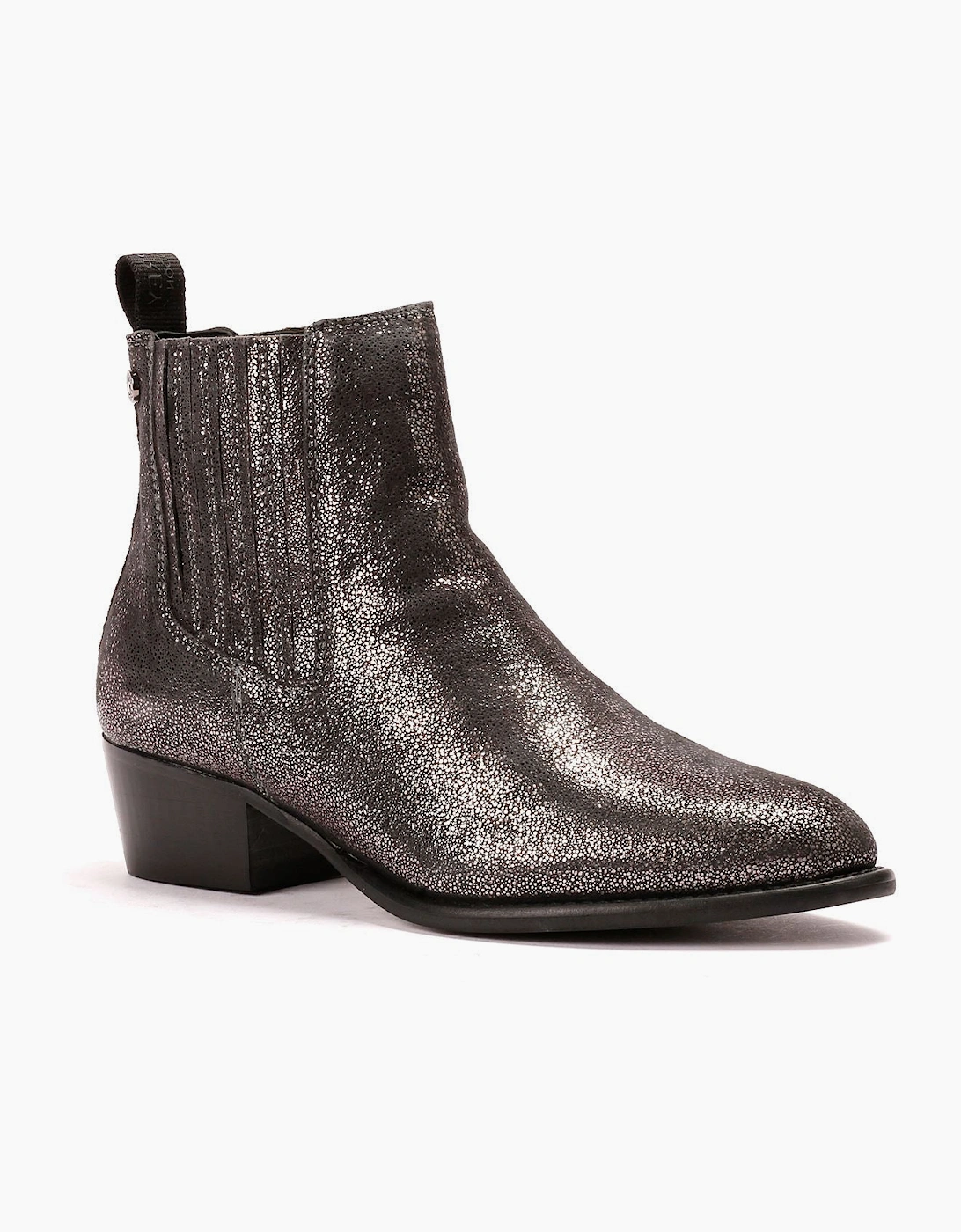 Osprey London The Janey Leather Women's Gunmetal Ankle Boots