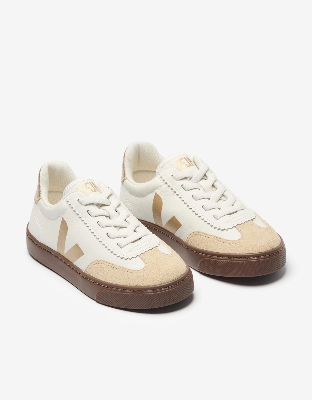 Veja Girls Leather Small Volley Trainers in White