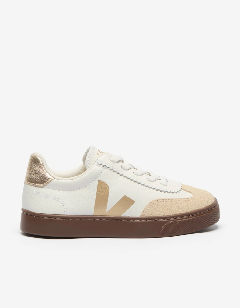 Veja Girls Leather Small Volley Trainers in White