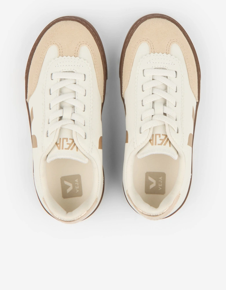 Veja Girls Leather Small Volley Trainers in White