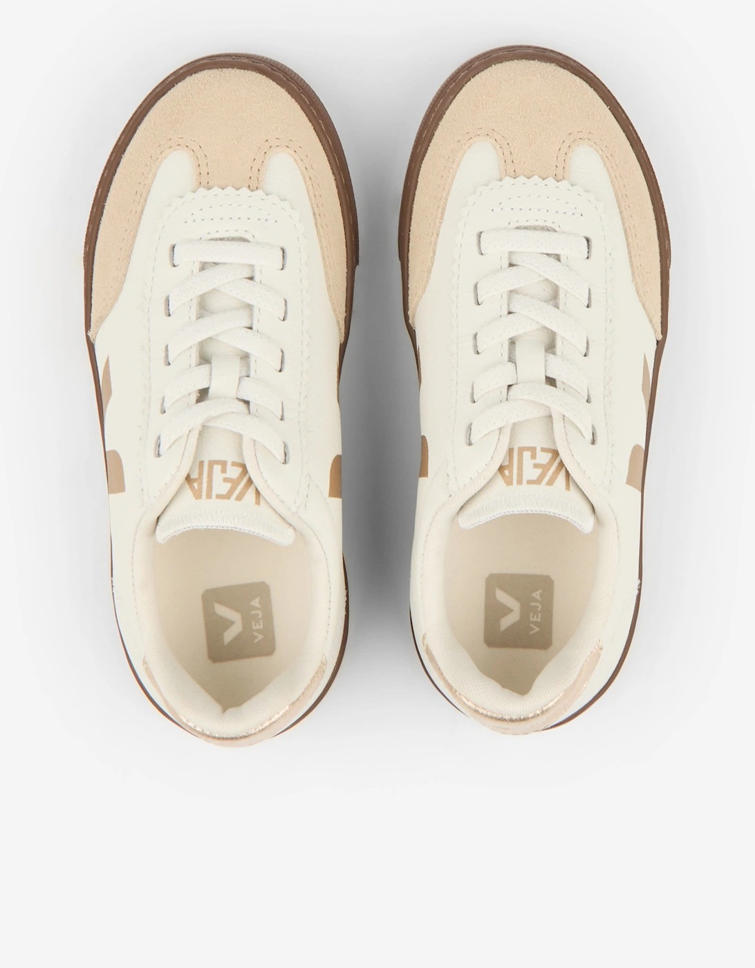 Veja Girls Leather Small Volley Trainers in White