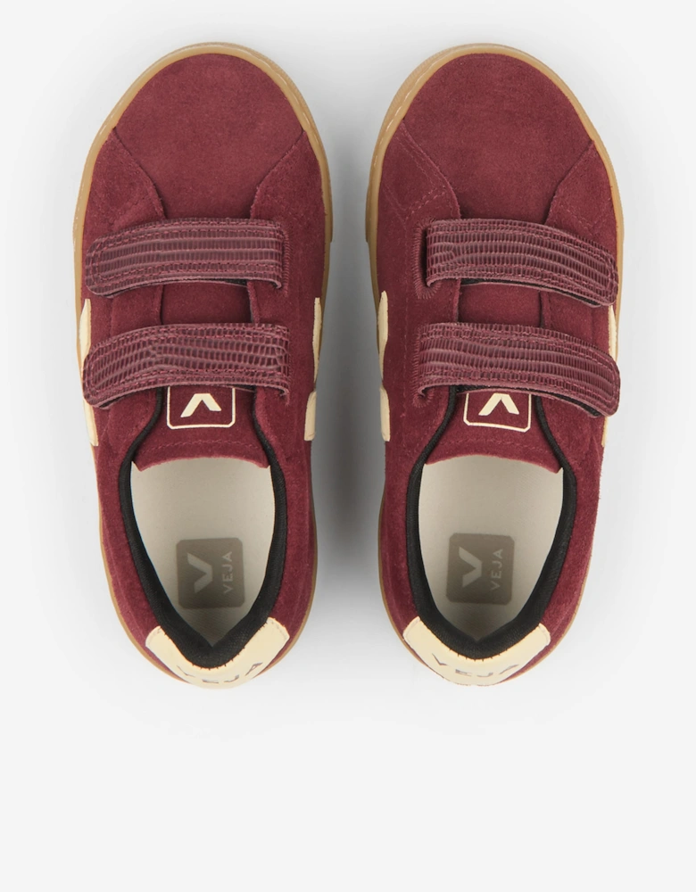 Veja Kids Suede Small Esplar Trainers in Red