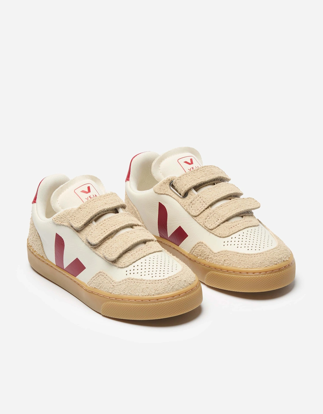Veja Kids Leather Small V-90 Trainers in Beige