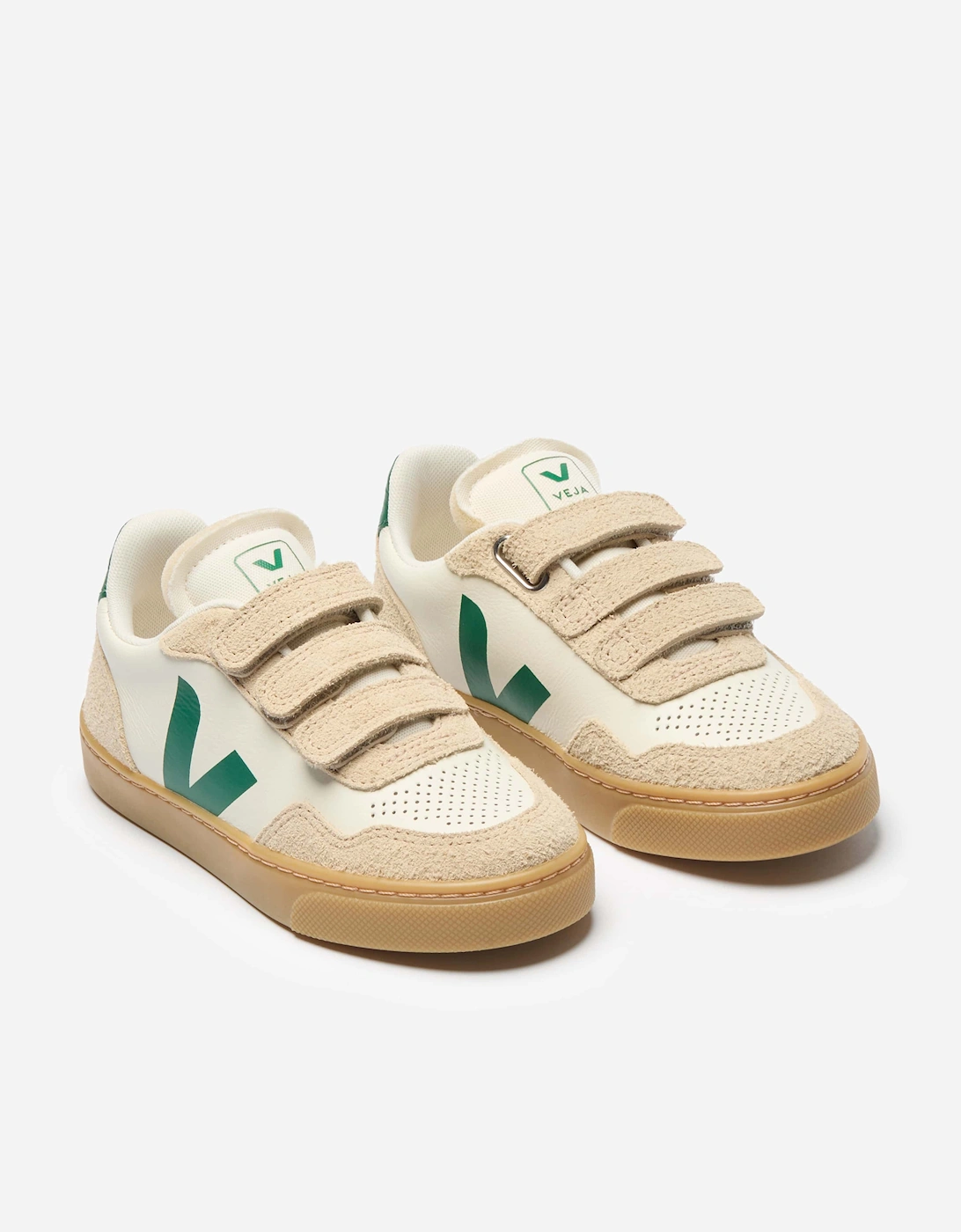 Veja Kids Leather Small V-90 Trainers in Beige