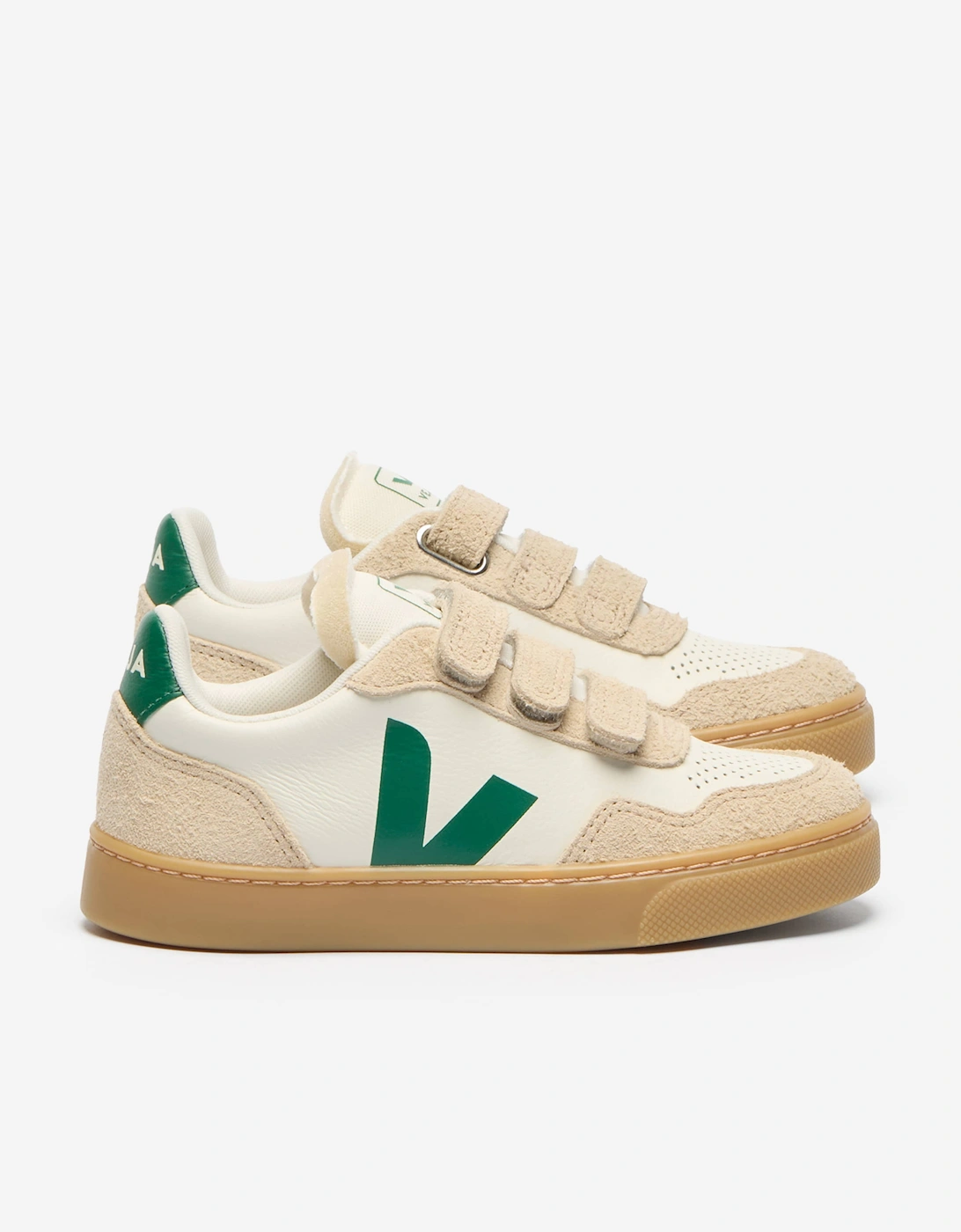Veja Kids Leather Small V-90 Trainers in Beige