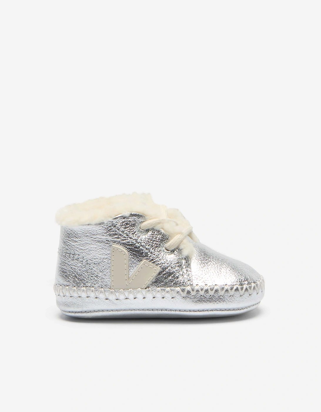 Veja Baby Leather Pierre Pre-Walker Shoes in Silver