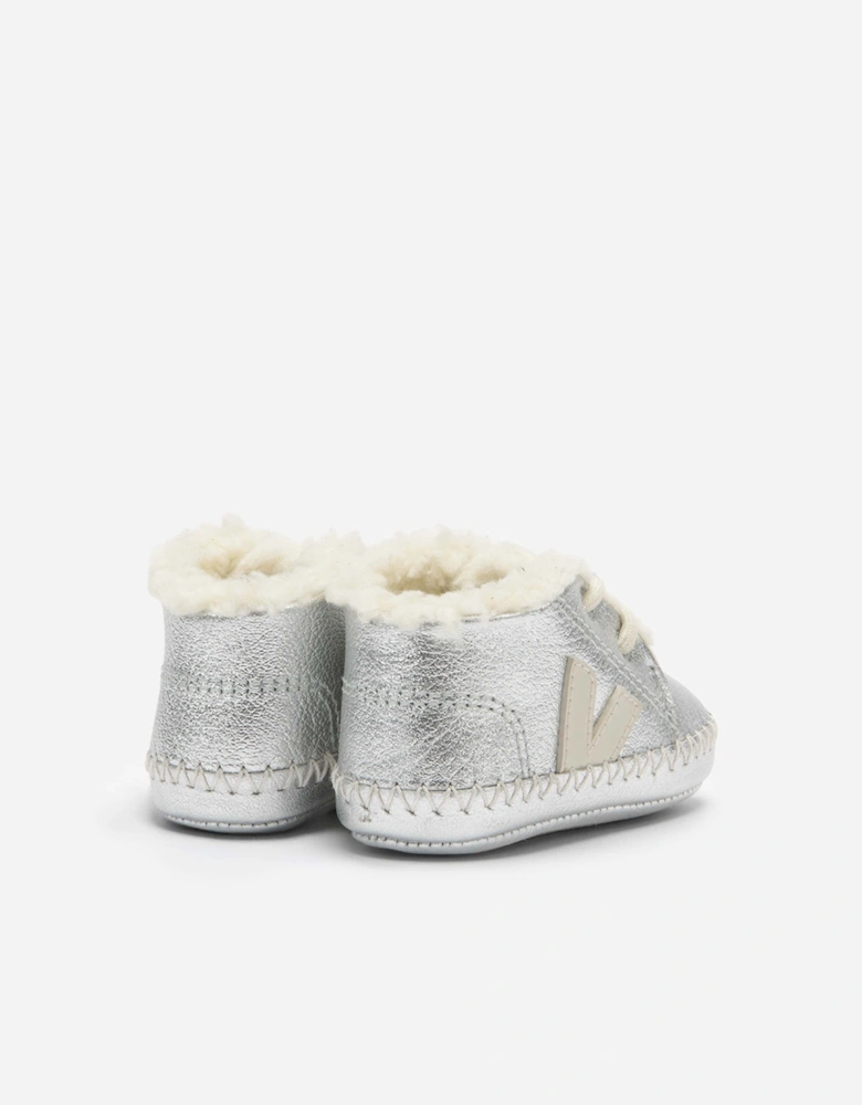 Veja Baby Leather Pierre Pre-Walker Shoes in Silver
