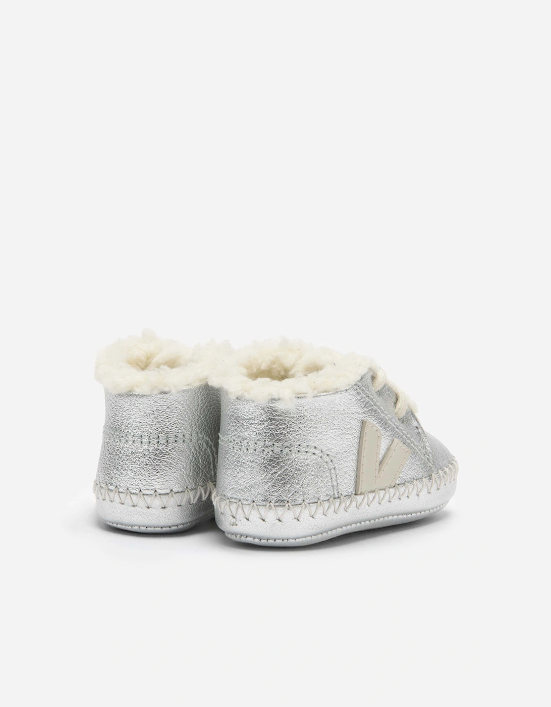 Veja Baby Leather Pierre Pre-Walker Shoes in Silver
