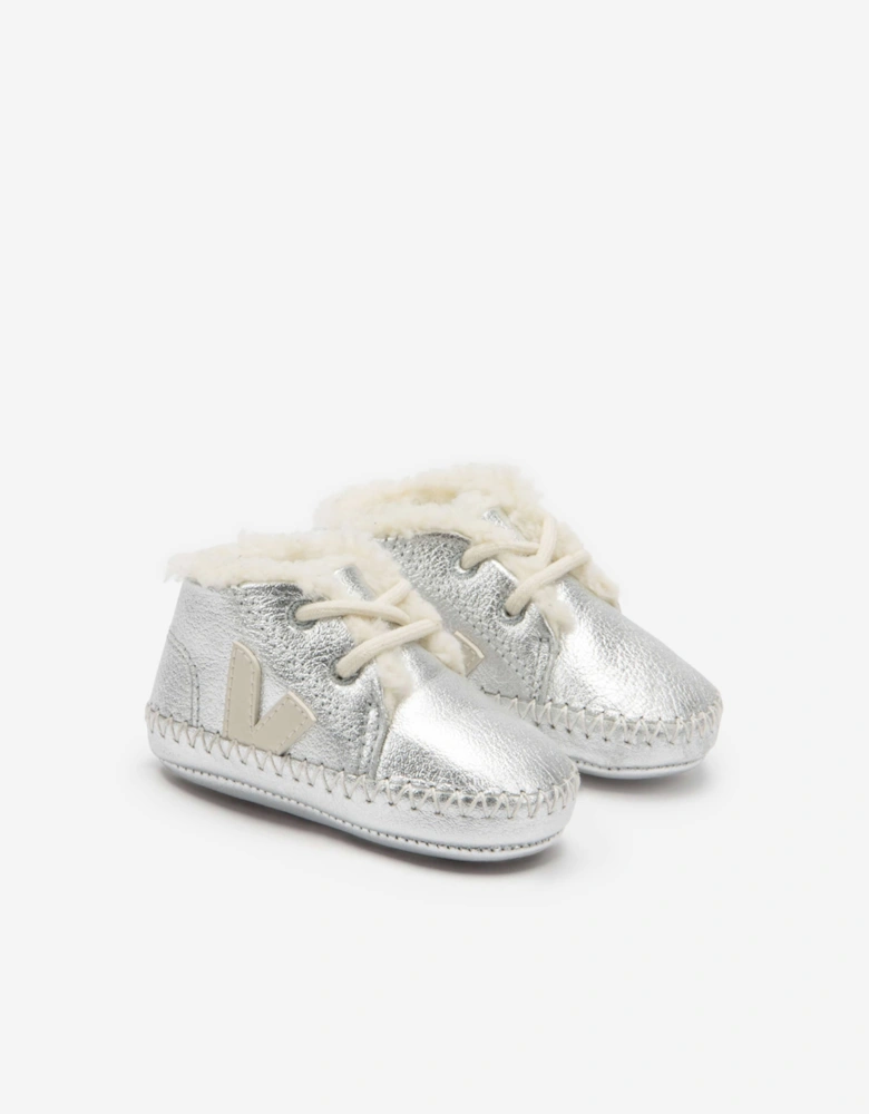 Veja Baby Leather Pierre Pre-Walker Shoes in Silver