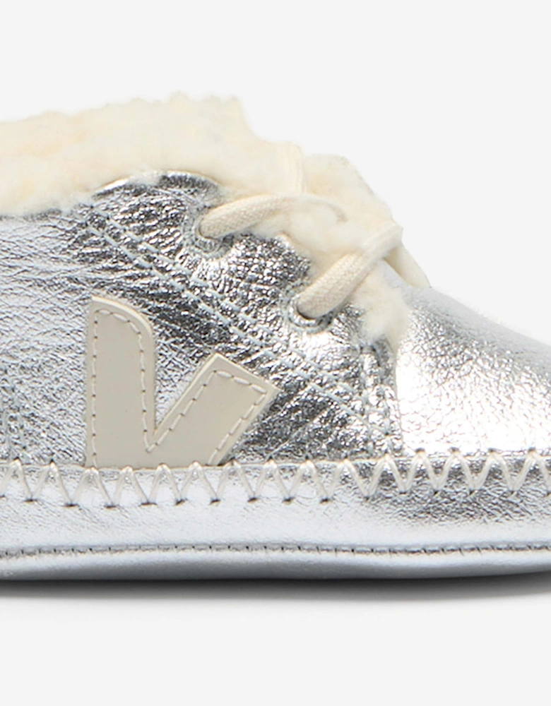 Veja Baby Leather Pierre Pre-Walker Shoes in Silver