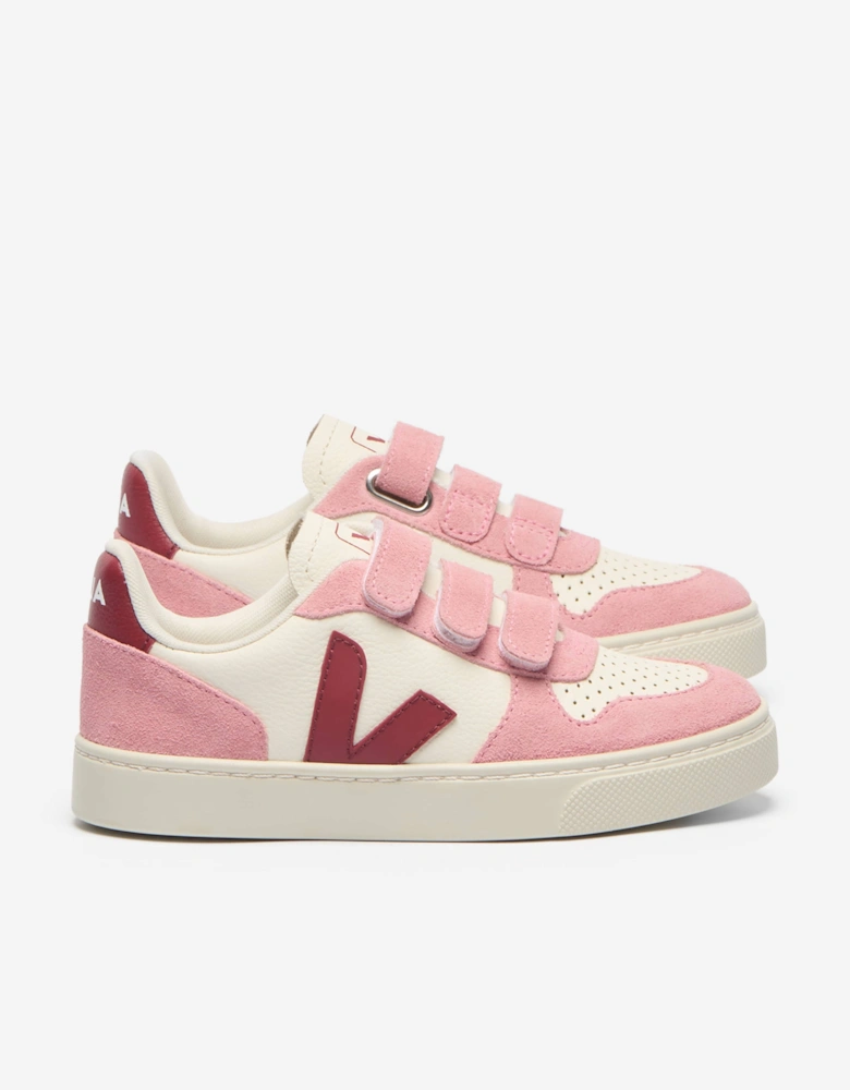 Veja Girls Leather Small V-10 Trainers in Pink