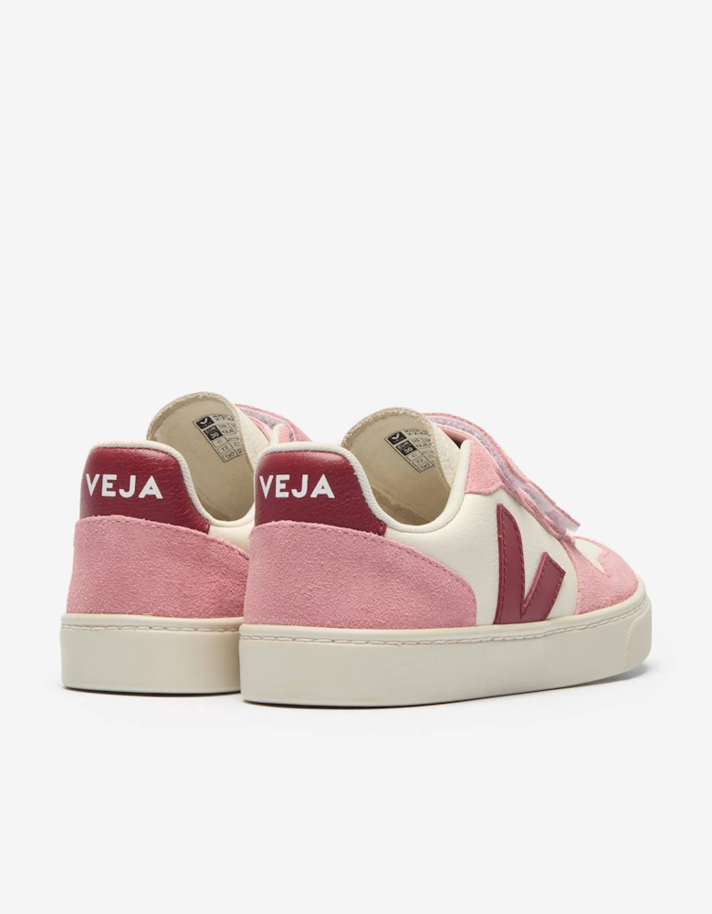Veja Girls Leather Small V-10 Trainers in Pink