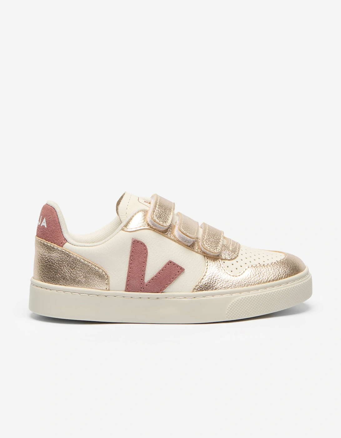 Veja Girls Leather Small V-10 Trainers in Gold