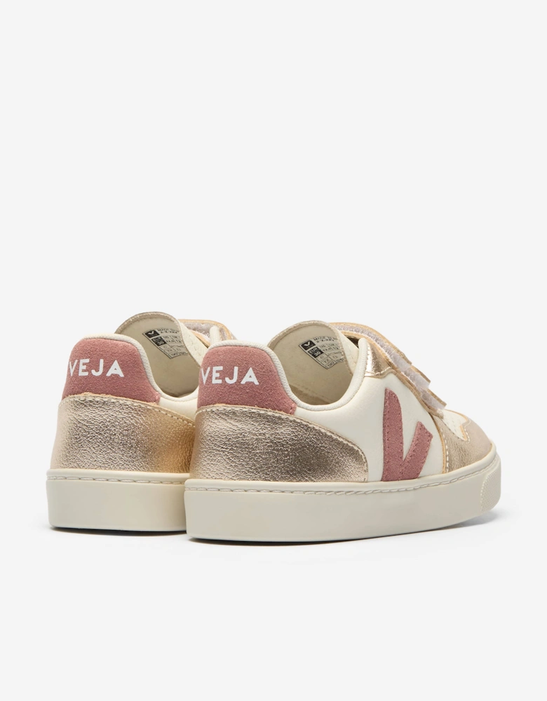 Veja Girls Leather Small V-10 Trainers in Gold
