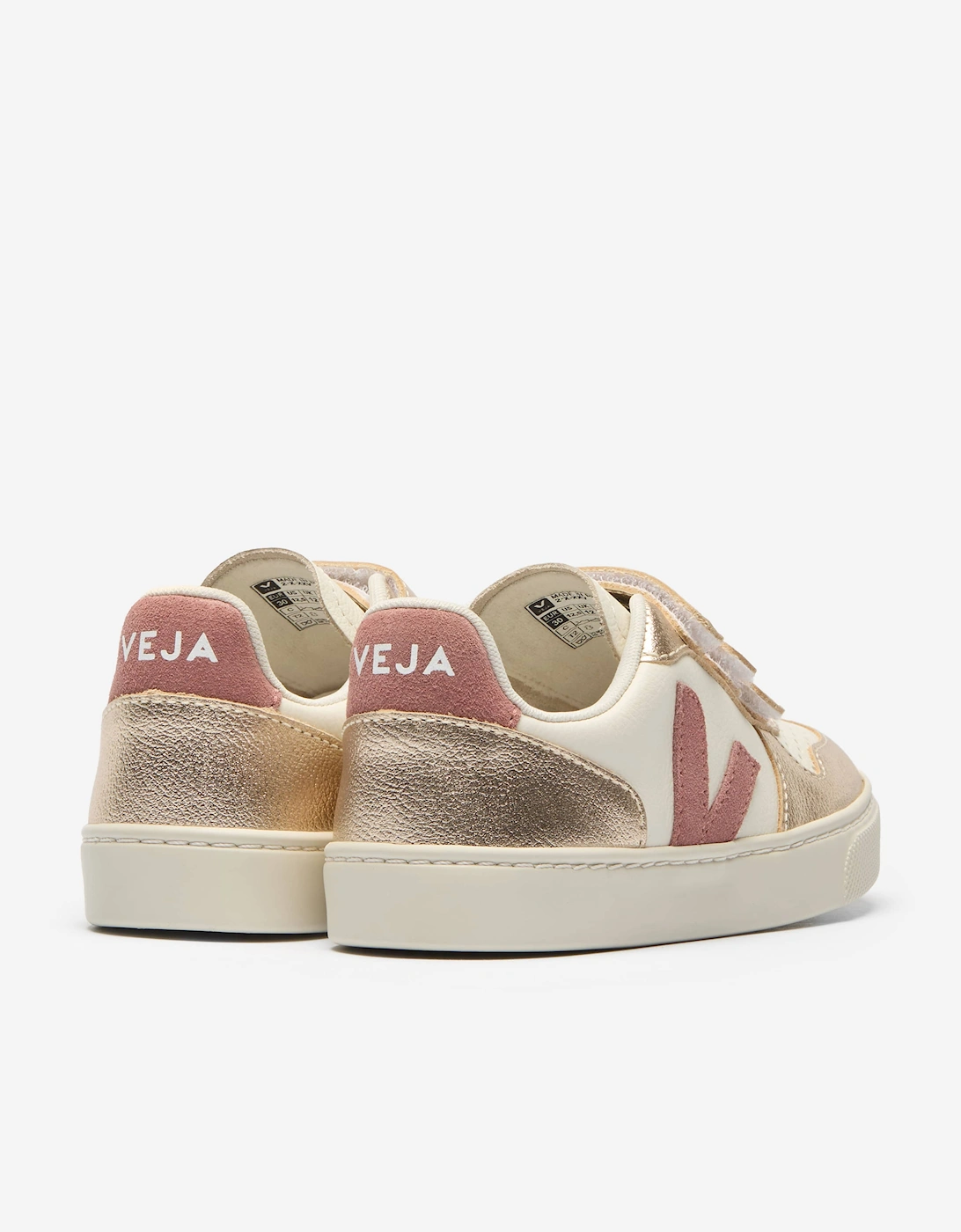Veja Girls Leather Small V-10 Trainers in Gold