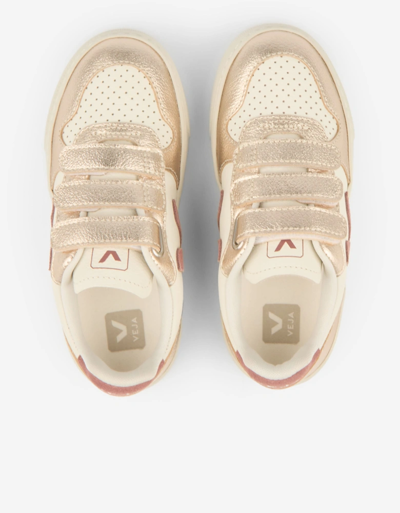 Veja Girls Leather Small V-10 Trainers in Gold