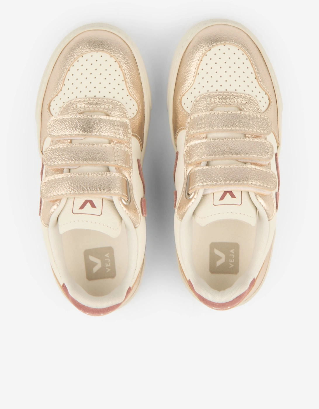 Veja Girls Leather Small V-10 Trainers in Gold
