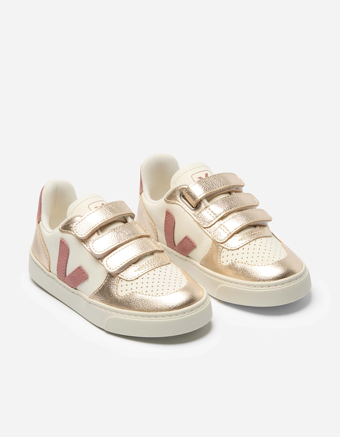 Veja Girls Leather Small V-10 Trainers in Gold