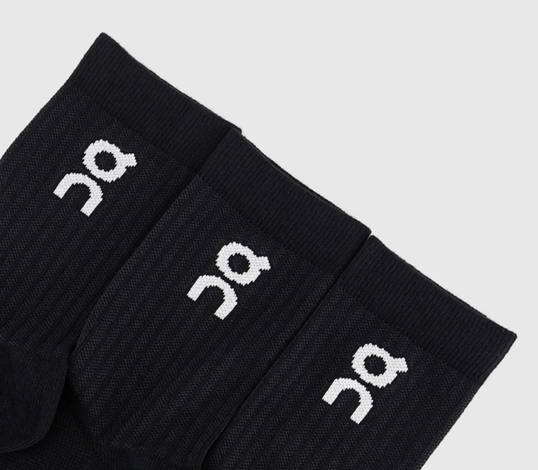 ON Cloud Running Socks High 3 Pack Black