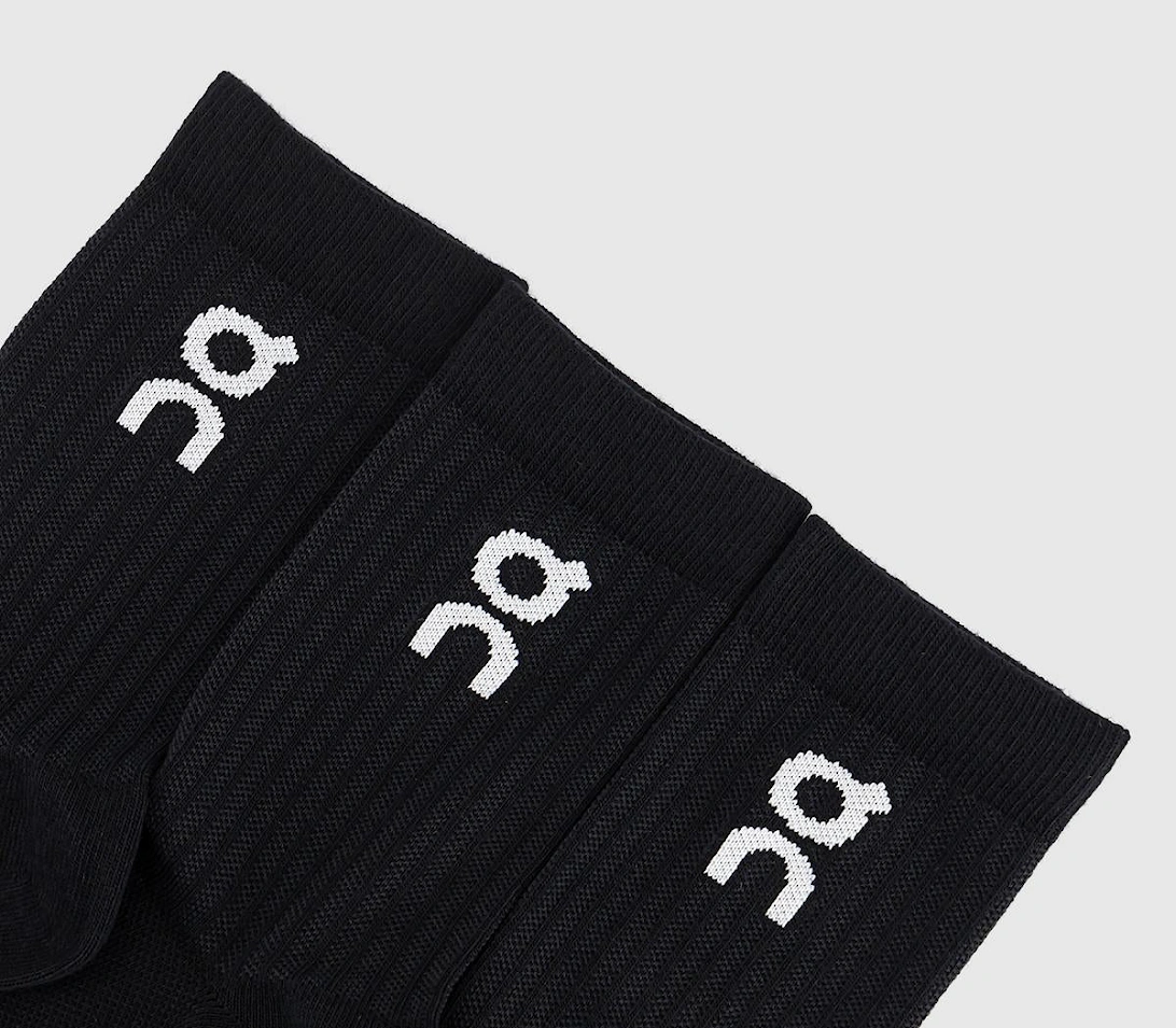 ON Cloud Running Socks High 3 Pack Black