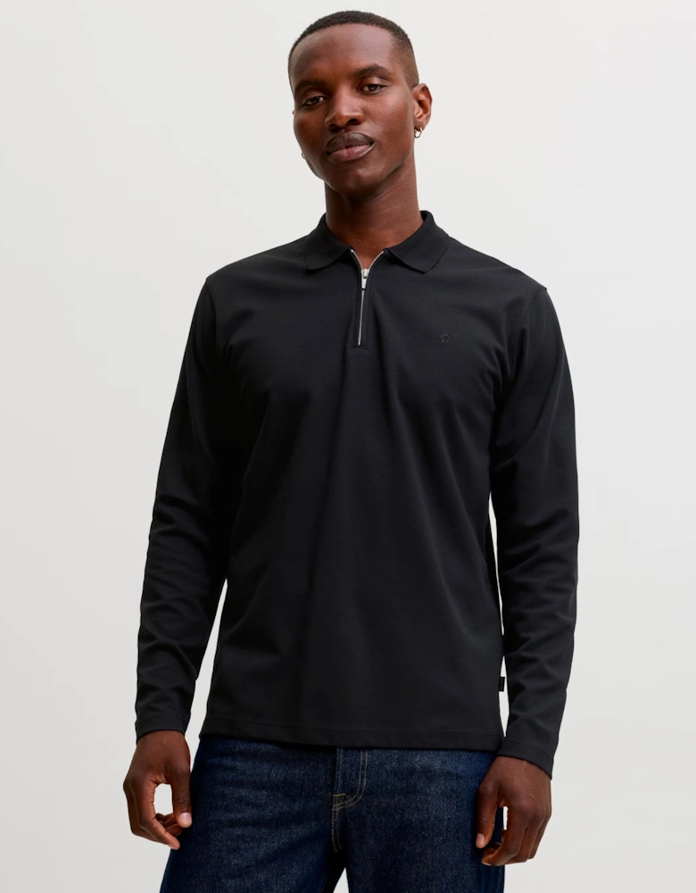 Jack & Jones JPRBLAETHAN POLO Long Sleeve TOP Black