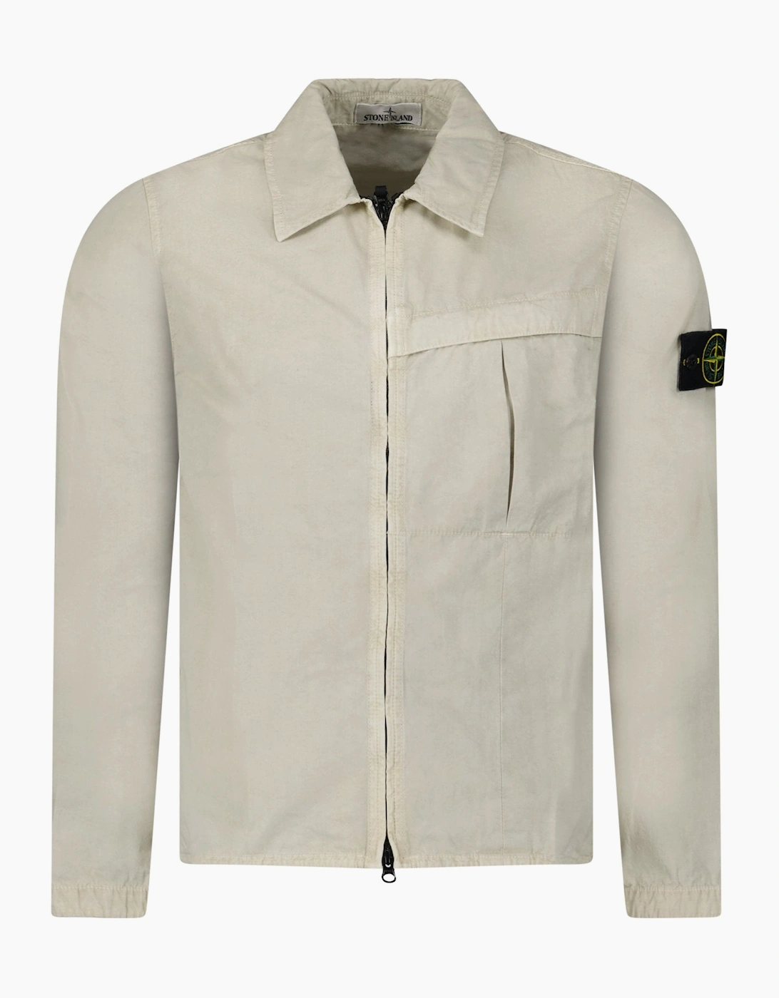 Stone Island Washed Cotton Long Sleeve Overshirt in Light Beige