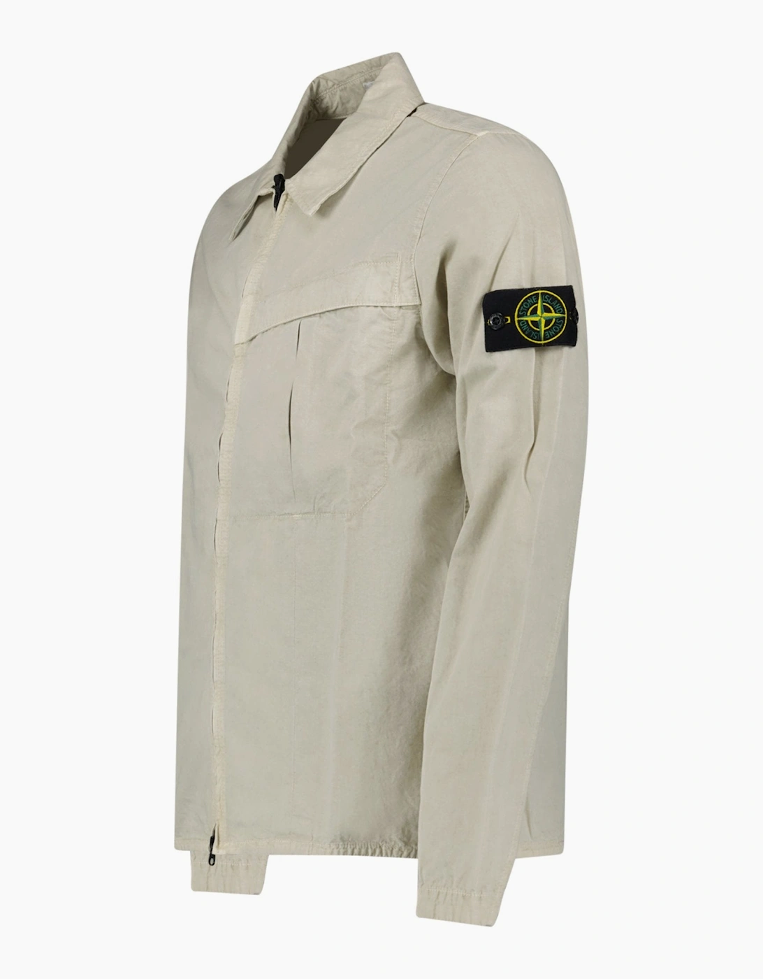 Stone Island Washed Cotton Long Sleeve Overshirt in Light Beige