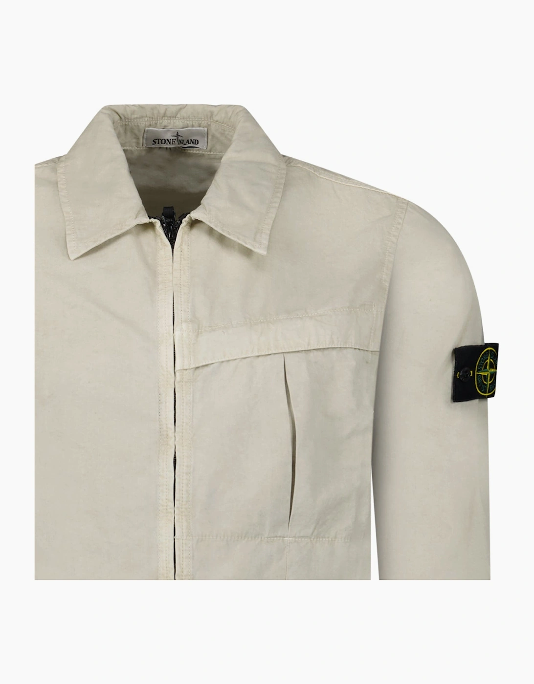 Stone Island Washed Cotton Long Sleeve Overshirt in Light Beige