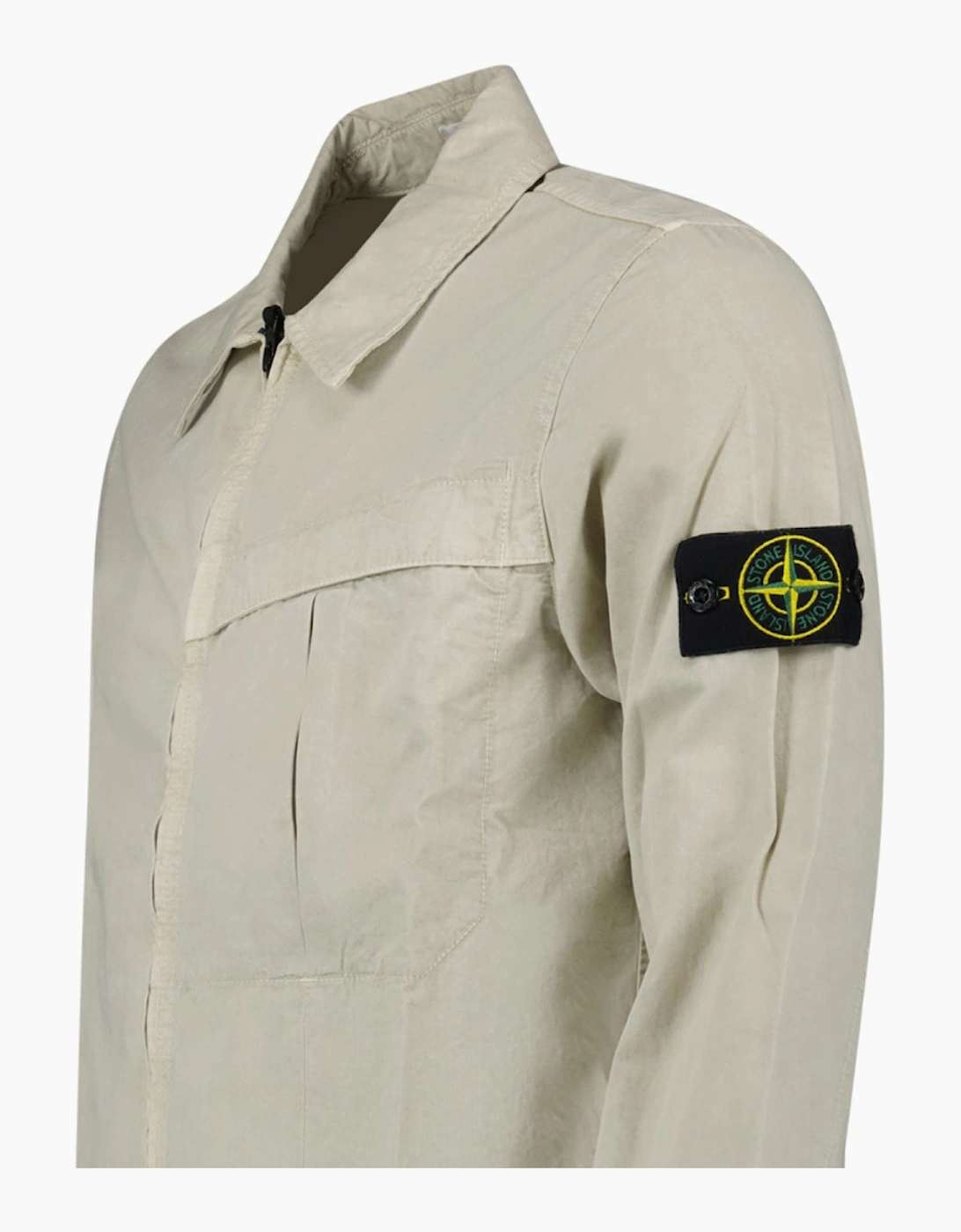 Stone Island Washed Cotton Long Sleeve Overshirt in Light Beige