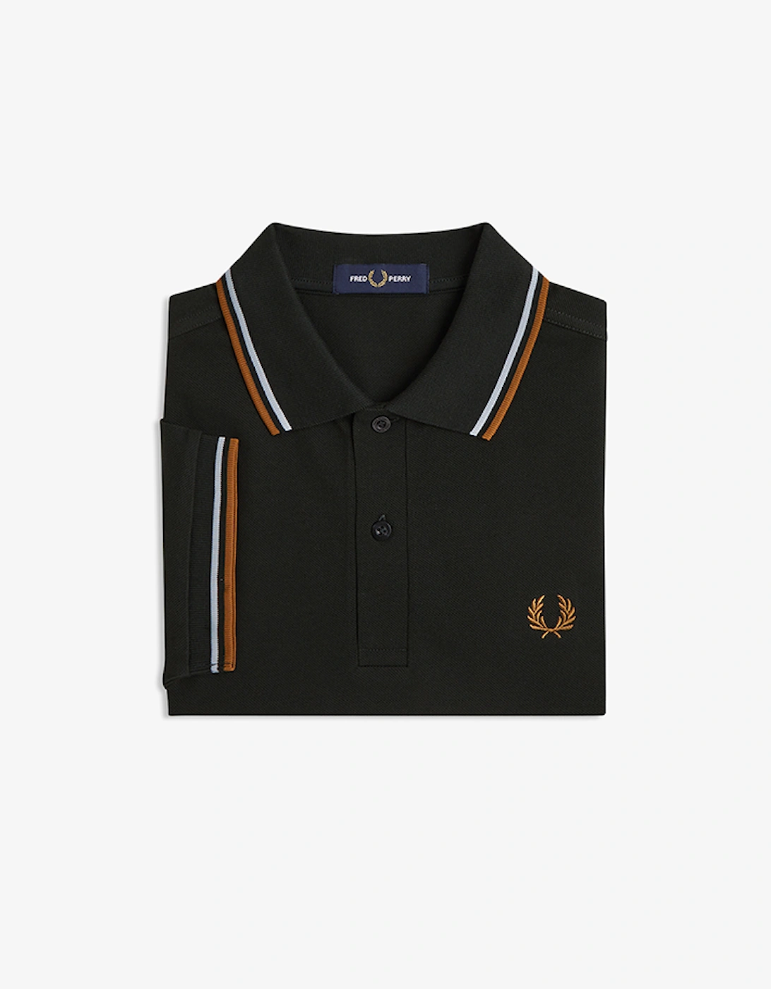 Fred Perry Men's Night Green Dusky Blue Dark Caramel Twin Tipped Polo Shirt - Size Xxl