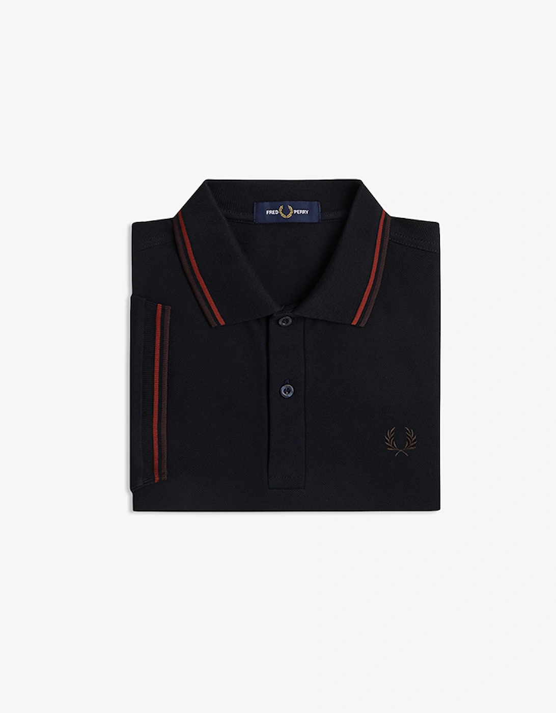 Fred Perry Men's Navy Brandy Rich Brown Twin Tipped Polo Shirt - Size Xxl