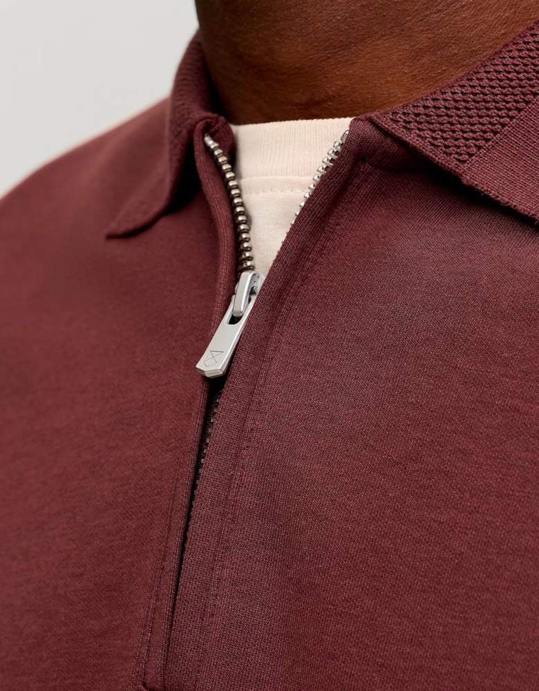Jack & Jones JPRBLAETHAN POLO Long Sleeve Red / BITTER CHOCOLATE