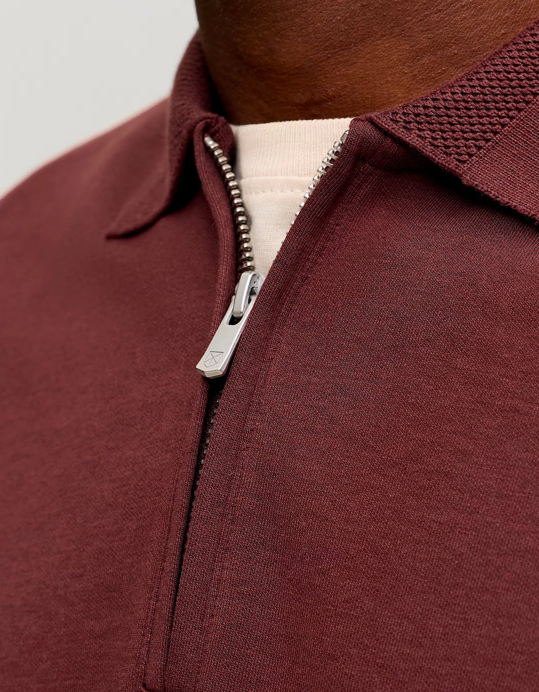 Jack & Jones JPRBLAETHAN POLO Long Sleeve Red / BITTER CHOCOLATE