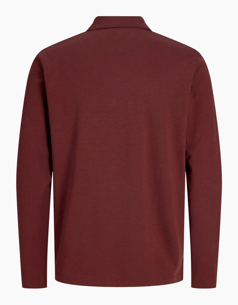 Jack & Jones JPRBLAETHAN POLO Long Sleeve Red / BITTER CHOCOLATE