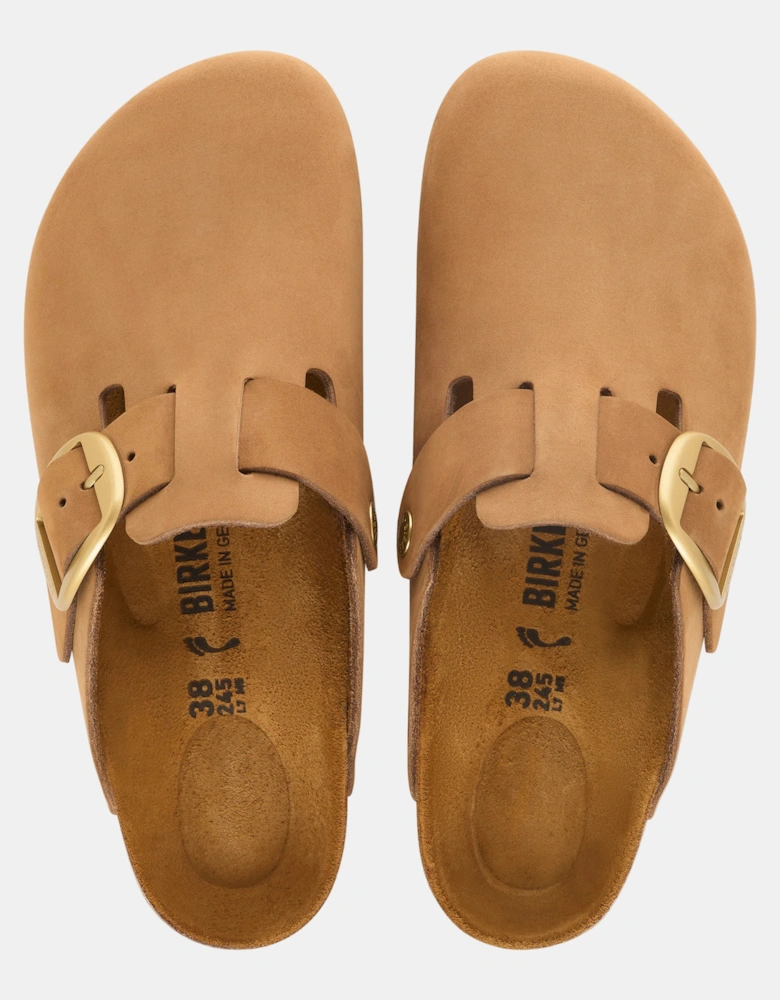 Birkenstock Boston Big Buckle Nubuck Leather Womens Clogs - Mink Tonal FB