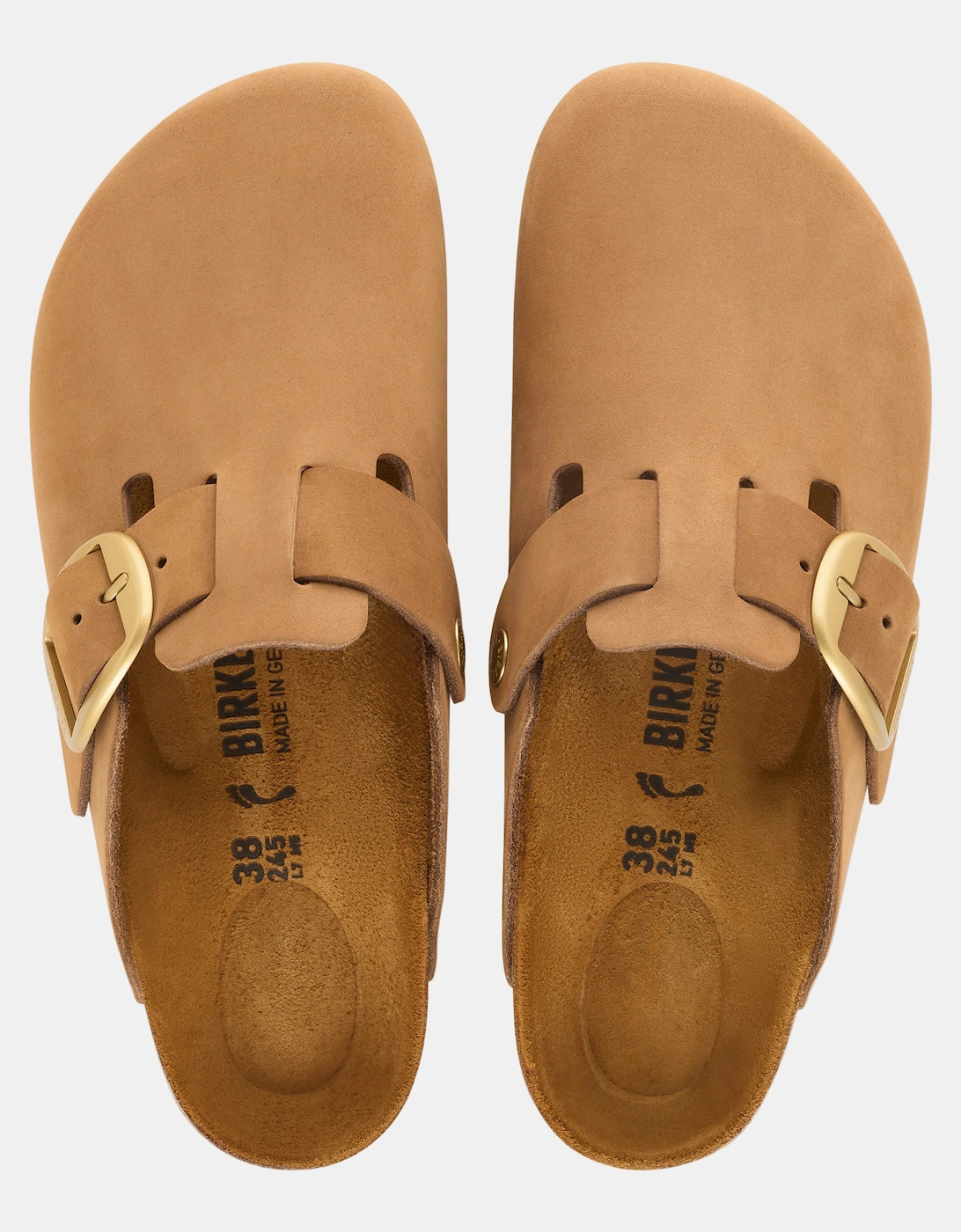 Birkenstock Boston Big Buckle Nubuck Leather Womens Clogs - Mink Tonal FB