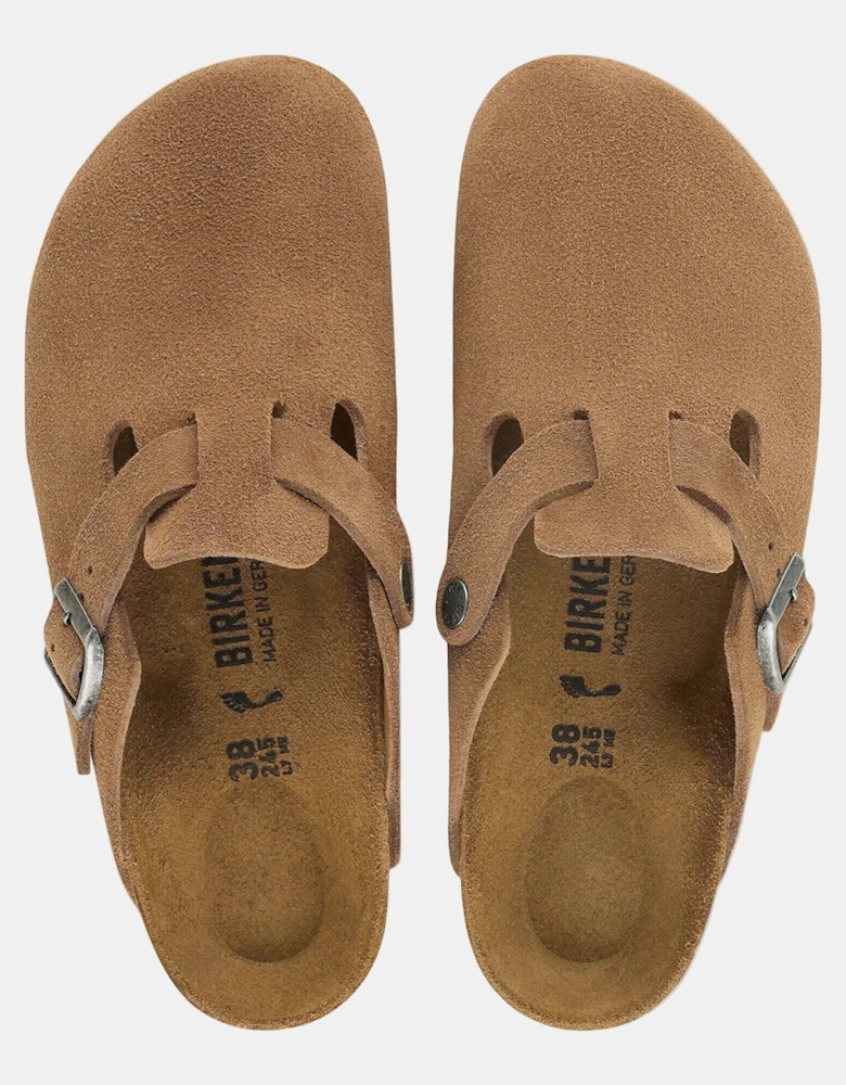 Birkenstock Boston Suede Leather Womens Clogs - Dark Tea