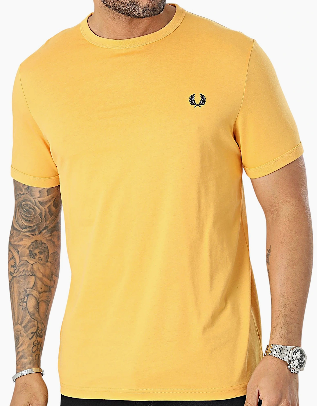 Fred Perry Mens T Shirt Ringer Crew Neck Short Sleeve Summer Tee