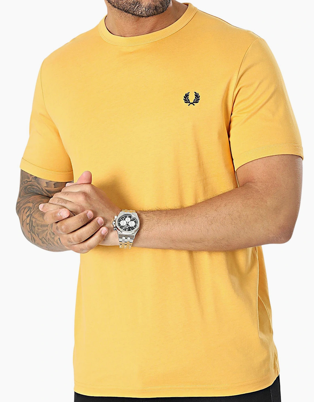 Fred Perry Mens T Shirt Ringer Crew Neck Short Sleeve Summer Tee