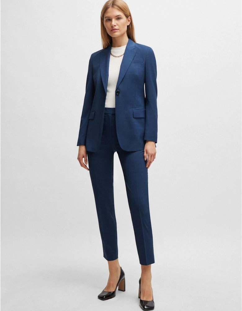 Solid Patterned Single Button Notch Collared Suit Jacket