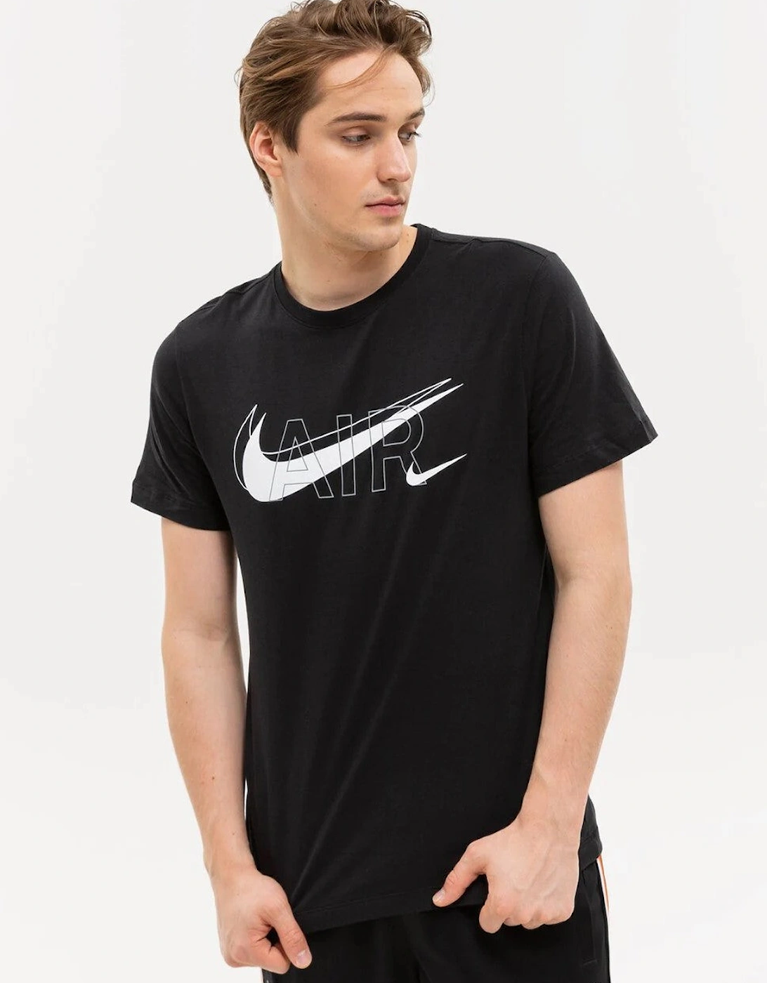 Nike Air Mens Sportswear Multi Swoosh Logo T Shirt in Black