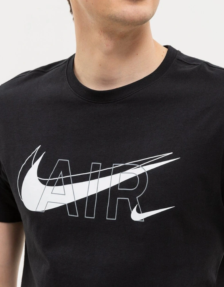 Nike Air Mens Sportswear Multi Swoosh Logo T Shirt in Black