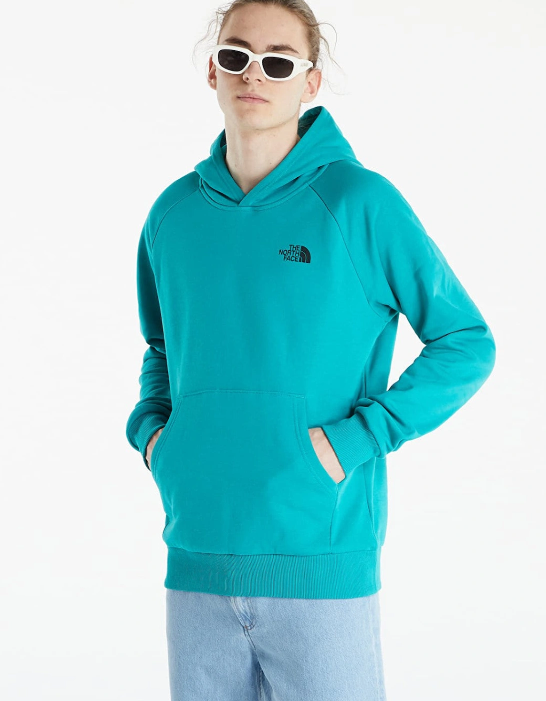 The North Face Raglan Red Box Hoodie in Porcelain Green