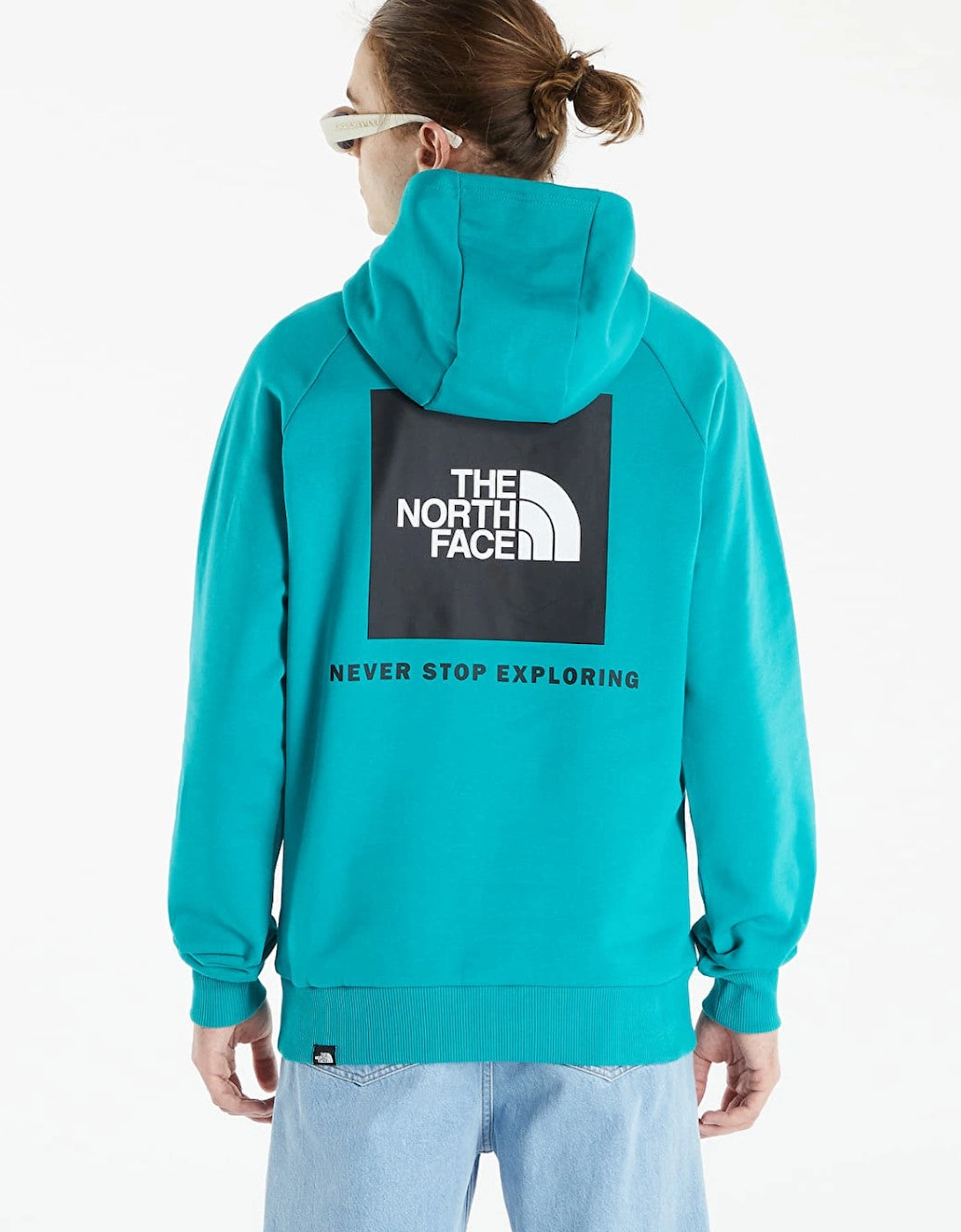 The North Face Raglan Red Box Hoodie in Porcelain Green