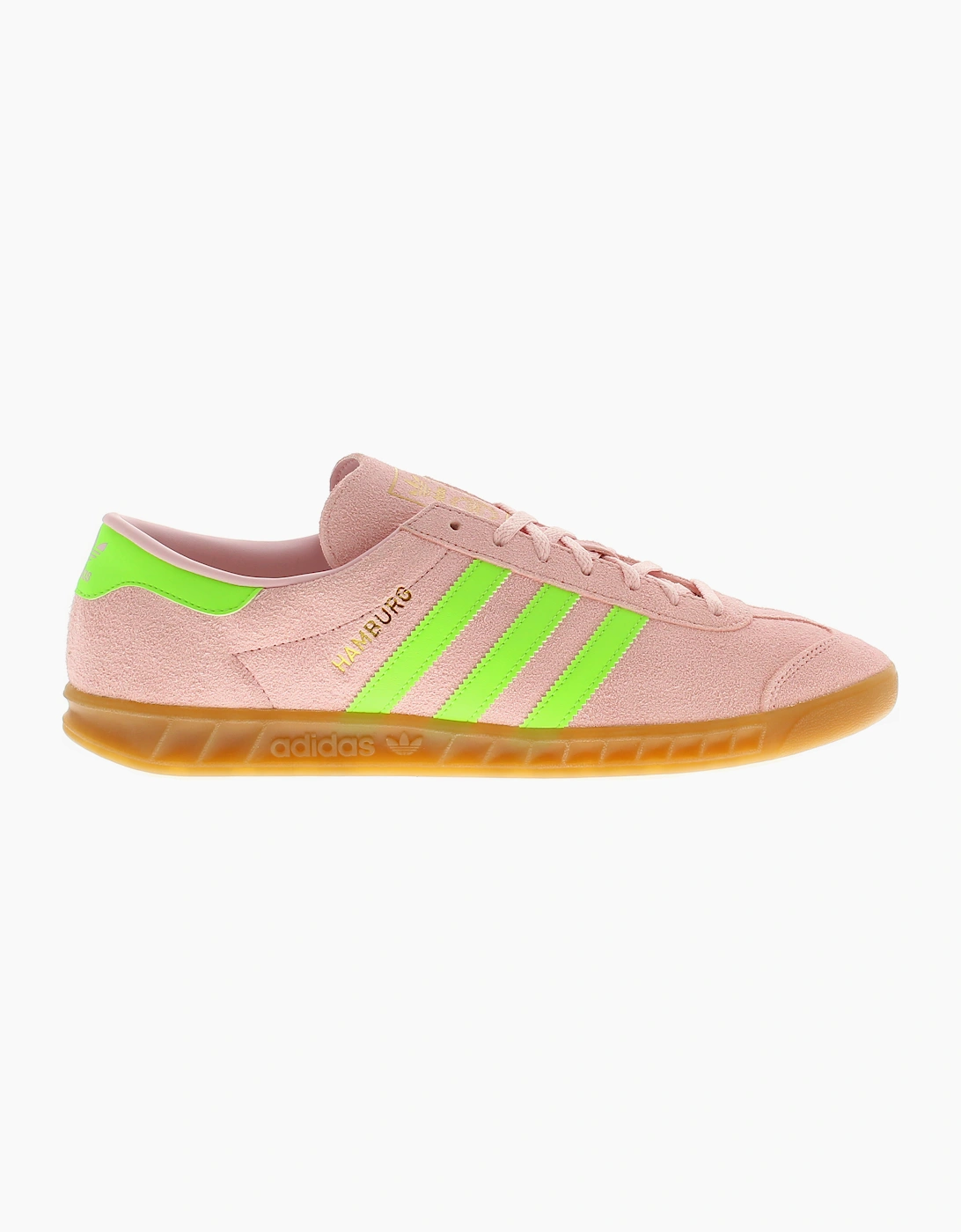 Adidas Originals Womens Trainers Hamburg W Leather Lace Up baby pink green UK Si
