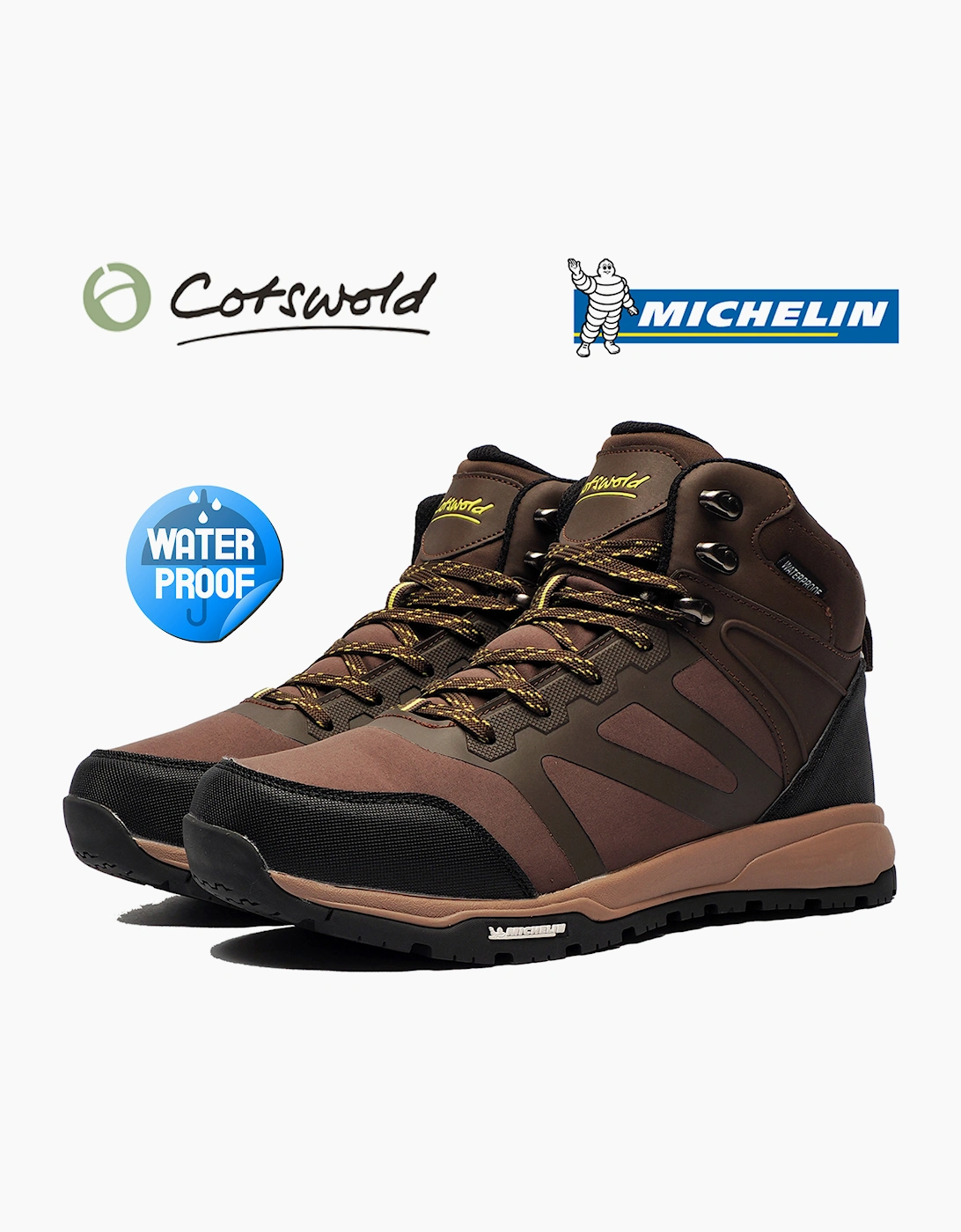 Cotswold Pro Kingham Michelin M Waterproof Mens Hiking Boots Brown / Lime