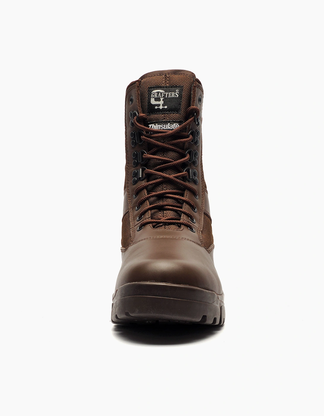 Grafters G-Force Leather Mens Combat Boots Brown